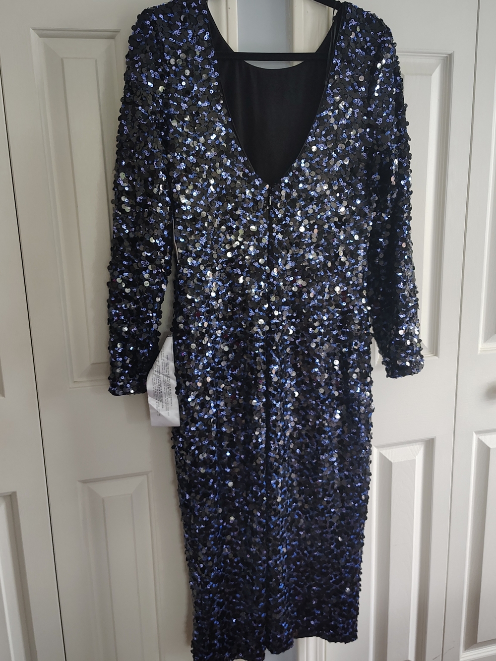 Dress The Population Sequin Dress in Navy - Elegant Long-Sleeve Dress XXL - Picture 8 of 15
